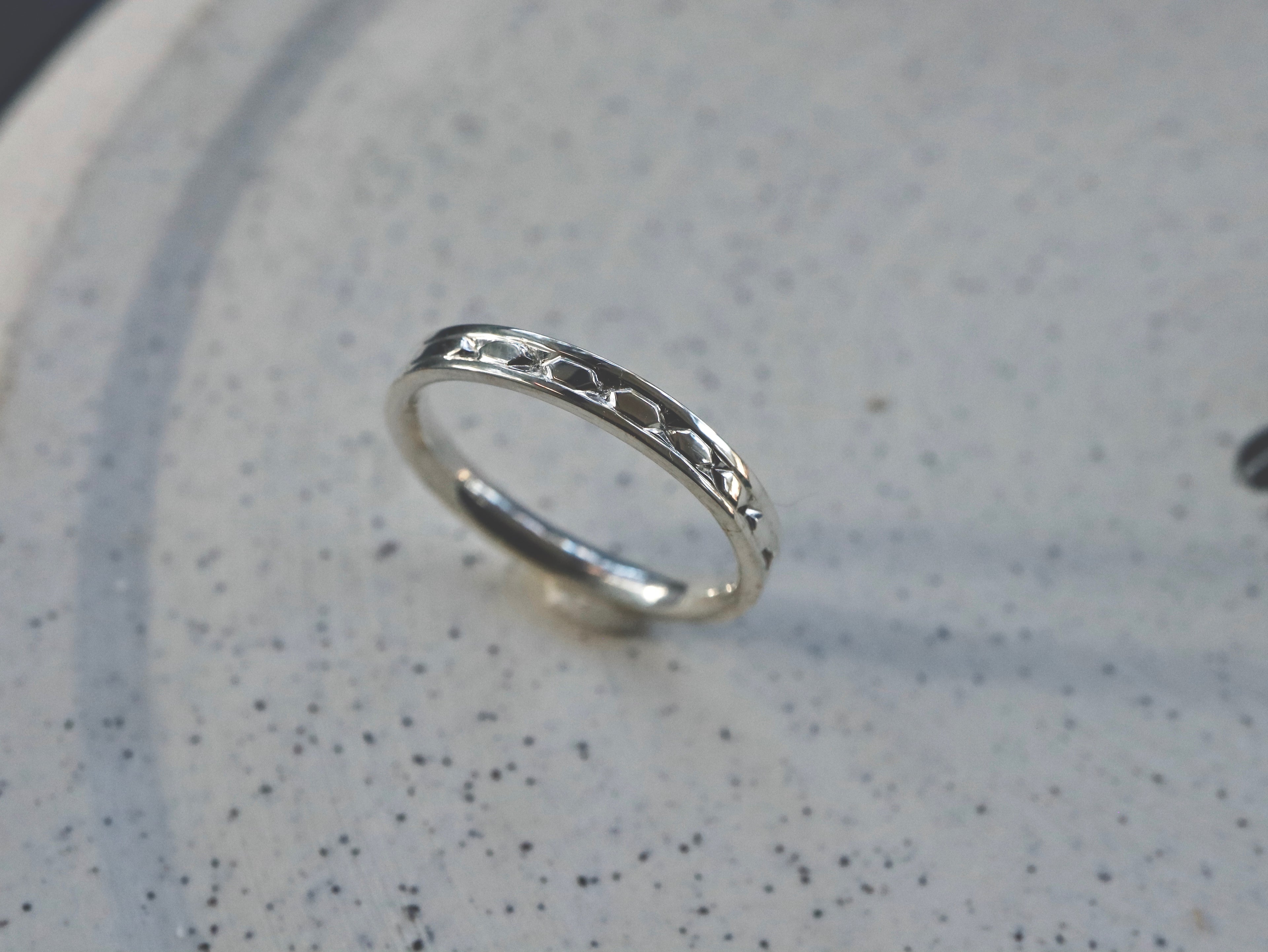 Hexagon Engraved Ring